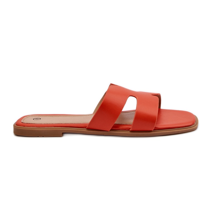 Women's Flat Flip-Flops With Cutouts Orange Fiviama