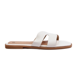 Women's Flat Flip-Flops With Cutouts White Fiviama