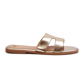 Women's Flat Flip-Flops with Cutouts Gold Fiviama golden