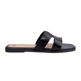 Women's Flat Flip-Flops With Cutouts Black Fiviama