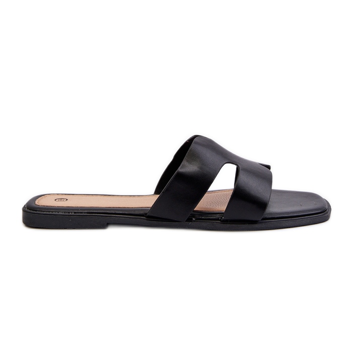 Women's Flat Flip-Flops With Cutouts Black Fiviama