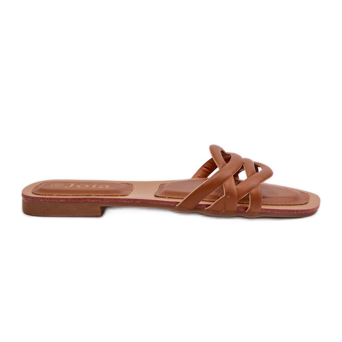 Women's Eco Leather Flip-Flops with a Flat Heel, Brown, Moldela