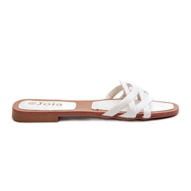 Women's Eco Leather Flip-Flops with a Flat Heel, White, Moldela