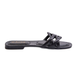 Women's Eco Leather Flip-Flops with a Flat Heel, Black, Moldela