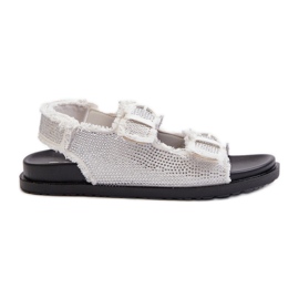 Women's Decorated Denim Sandals White Irmale Women's Decorated Denim Sandals White Irmale