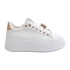 Women's Platform Sneakers With Eco Leather Pins, White Cavisa Women's Platform Sneakers With Eco Leather Pins, White Cavisa