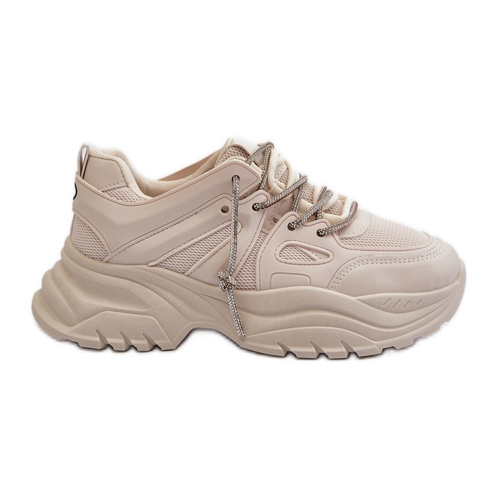 Women's Sneakers On A Massive Sole With Decorative Lacing Beige Relissa