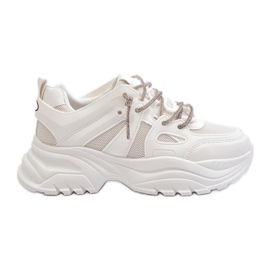 Women's Sneakers On A Massive Sole With Decorative Lacing White Relissa