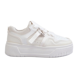 Women's Platform Sneakers Made of Eco Leather, White Moun Women's Platform Sneakers Made of Eco Leather, White Moun
