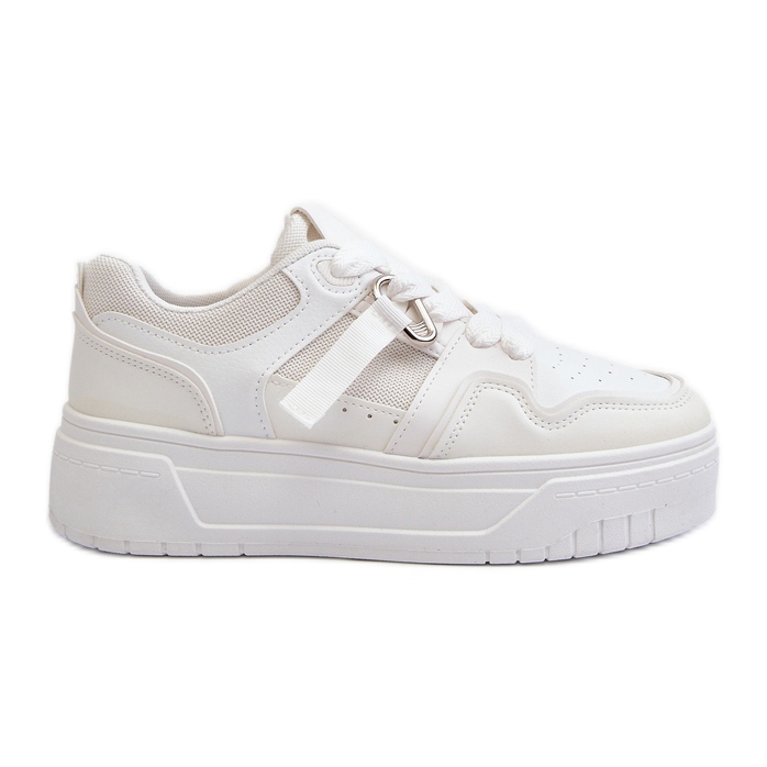Women's Platform Sneakers Made of Eco Leather, White Moun Women's Platform Sneakers Made of Eco Leather, White Moun