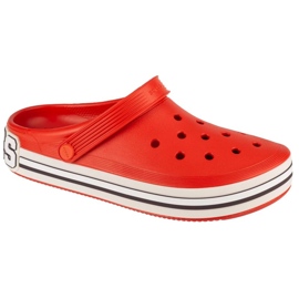 Red Crocs Off Court Logo Clogs Fashionable Shoes