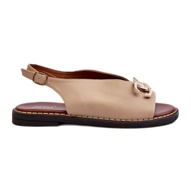 Women's Flat Heel Sandals With Beige Jezzi Decoration Women's Flat Heel Sandals With Beige Jezzi Decoration