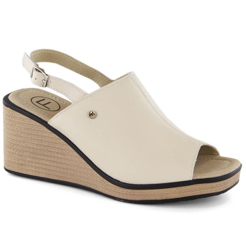 Filippo W PAW527A leather wedge sandals, beige