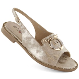 Comfortable sandals with S.Barski W OLI256B decoration, gold golden Comfortable sandals with S.Barski W OLI256B decoration, gold golden