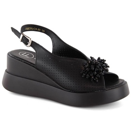 Leather wedge sandals with beads Filippo W PAW529A black
