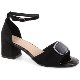 Sergio Leone W SK444A suede high-heeled sandals, black
