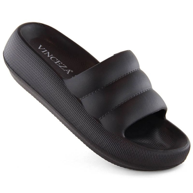 Vinceza JAN307A black platform flip-flops