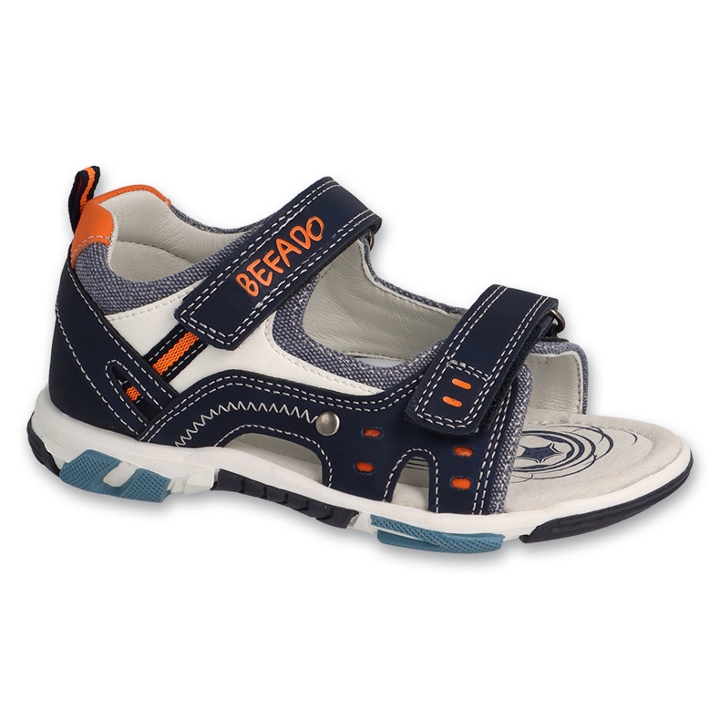 Befado children's sandals, leather insert, 170X103, navy blue