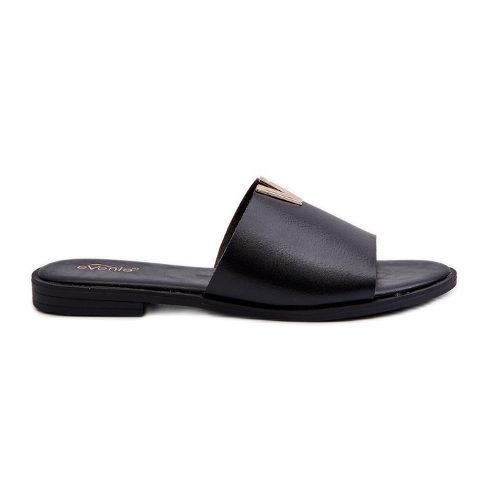 Women's Eco Leather Flip-Flops with a Flat Heel, Black Maliha