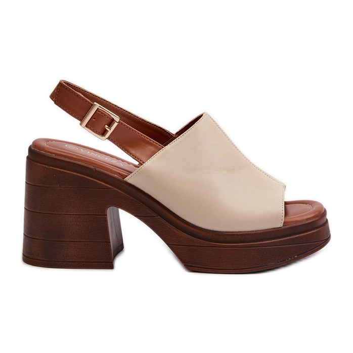 Vinceza Beige Women's Sandals Made of Eco Leather With Massive Heels and Platform Beige Meeyah