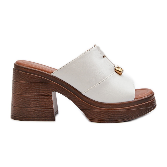 Vinceza Women's Flip-Flops Made of Eco Leather with a Platform and a Block, White Dafira