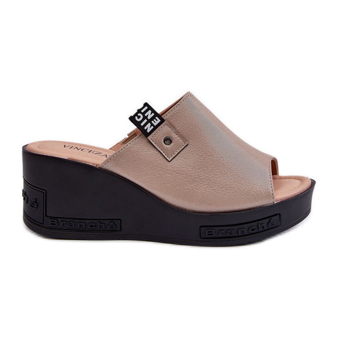Vinceza Women's Wedge Flip-Flops Golden Vleni