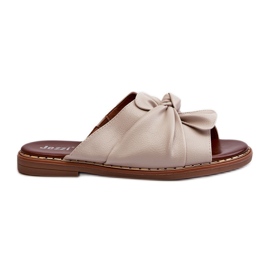 Women's Flat-Heeled Flip-Flops Beige Nelvira
