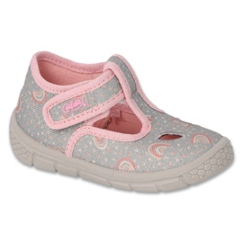 Befado children's slippers with velcro 630P013 gray and pink grey