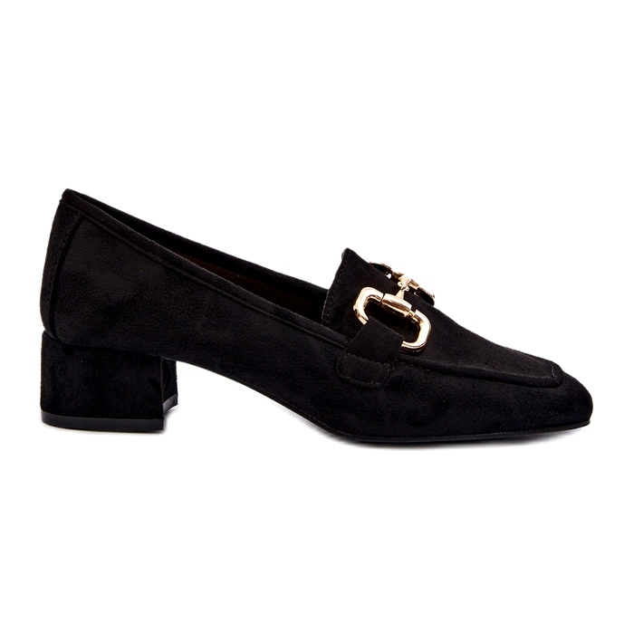 Bellucci Low-heeled block pumps with a decoration, black