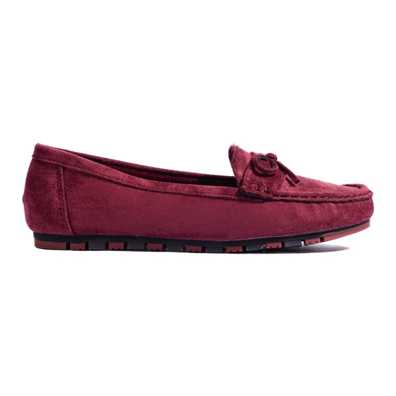 Women's burgundy suede moccasins red
