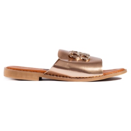 Stylish gold women's flip-flops golden