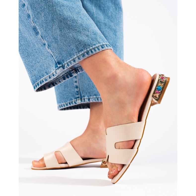 Beige women's flat slides Beige women's flat slides