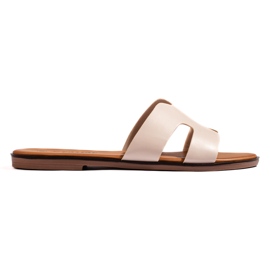 Beige women's flat flip-flops