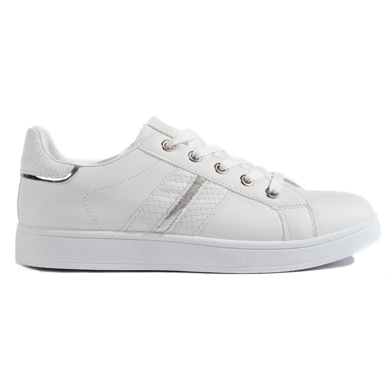 White lace-up sports shoes