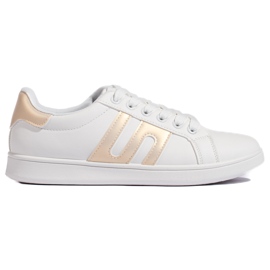 White and gold women's sneakers