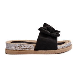 Women's Platform Flip Flops With Bow, Black Aflia