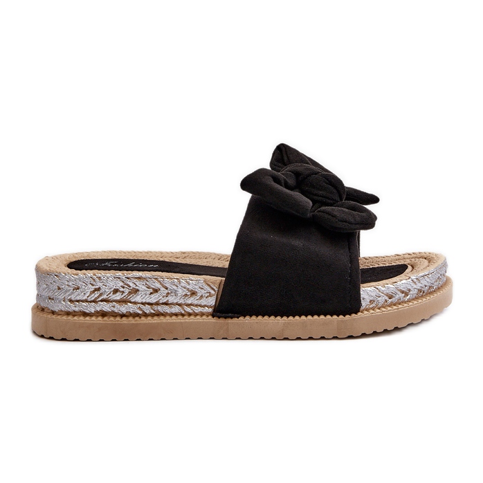 Women's Platform Flip Flops With Bow, Black Aflia