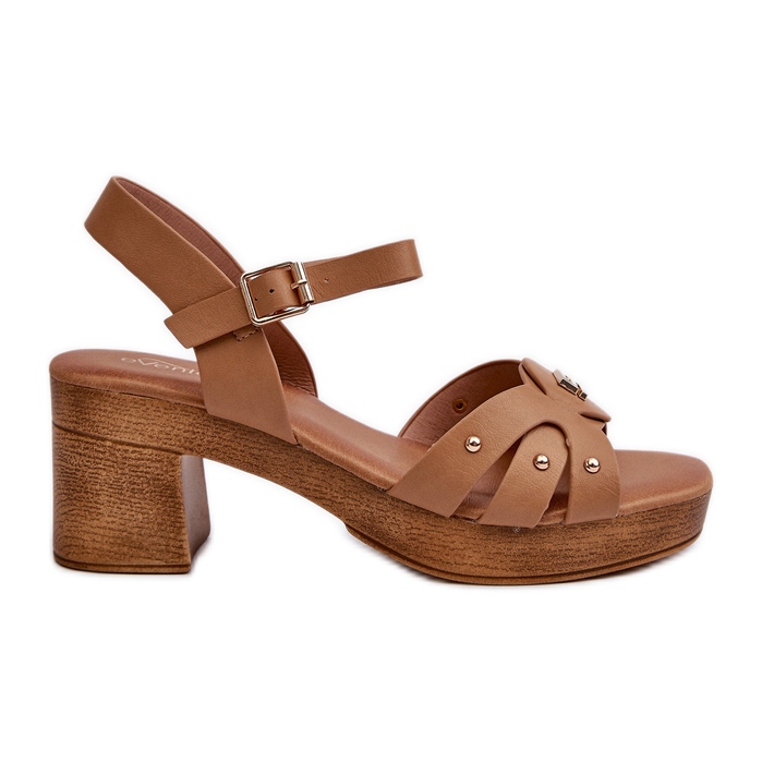 Women's High Heel Sandals Made of Eco Leather, Brown Assames Women's High Heel Sandals Made of Eco Leather, Brown Assames