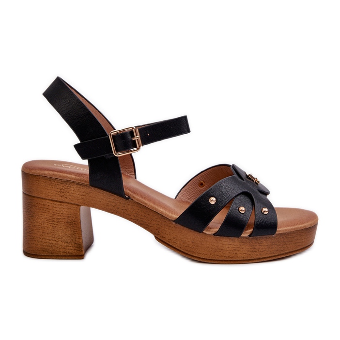 Women's High Heel Sandals Made of Eco Leather, Black Assames