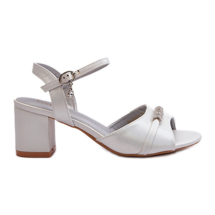 Vinceza Women's Eco Leather Sandals On A High Heel With Silver Narhi Decorations Vinceza Women's Eco Leather Sandals On A High Heel With Silver Narhi Decorations