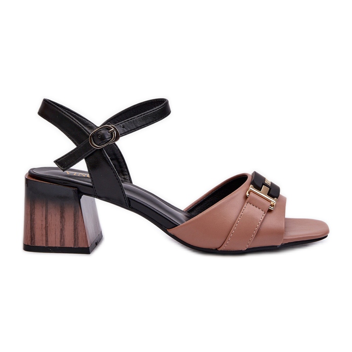 Vinceza Elegant Women's Pink Natissa Block High Heel Sandals