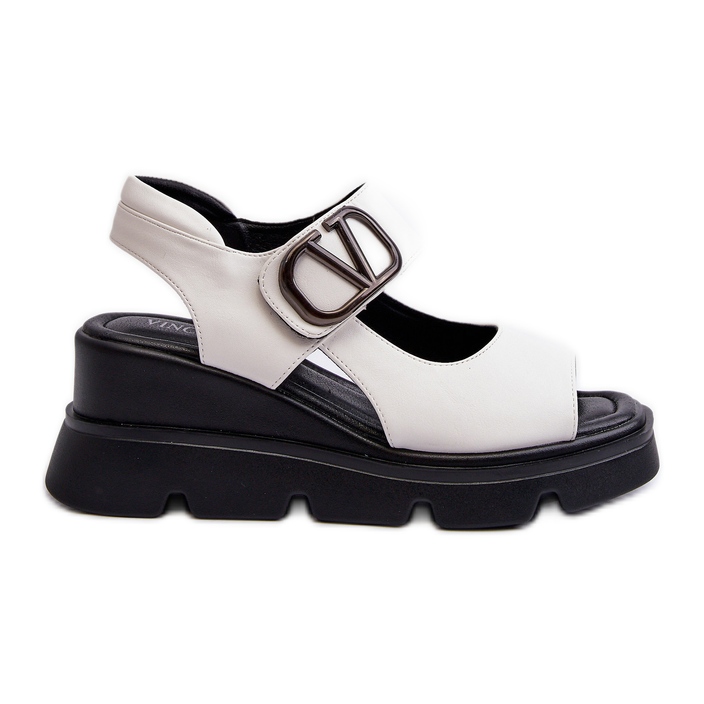 Vinceza Women's Wedge and Platform Sandals Made of Eco Leather, White Triaola Vinceza Women's Wedge and Platform Sandals Made of Eco Leather, White Triaola