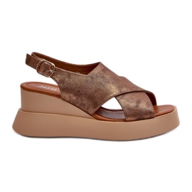 Jezzi Vaiara Women's Eco-Leather Sandals with a Copper Platform and Wedge brown Jezzi Vaiara Women's Eco-Leather Sandals with a Copper Platform and Wedge brown