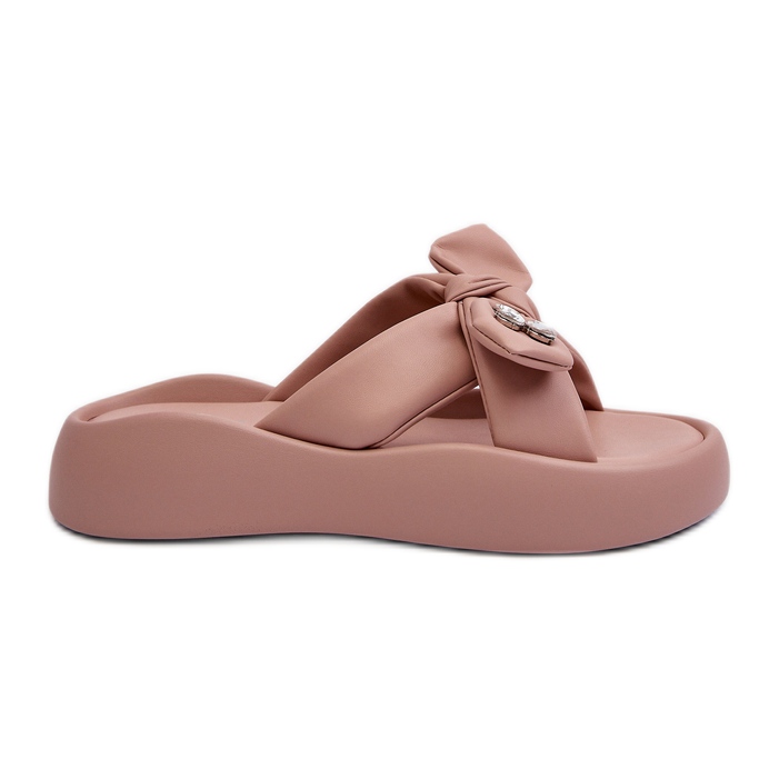 Women's Leather Flip-Flops on the Platform Pink GOE NN2N4109