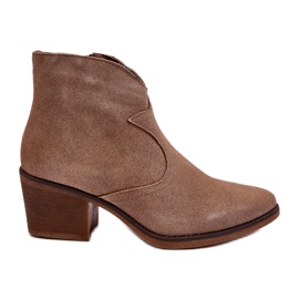 S.Barski Suede Cowboy Boots With Zipper D&amp;A SN622-29 Dark Beige