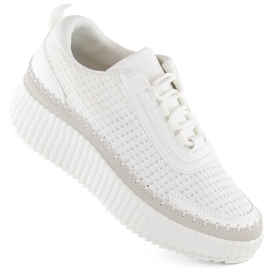 Women's platform sports shoes, white McBraun 23219 Women's platform sports shoes, white McBraun 23219