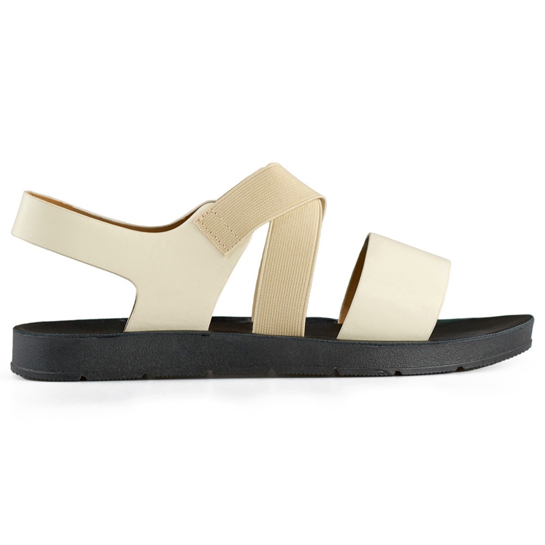 Beige elastic sandals with a fitted upper and elastic band