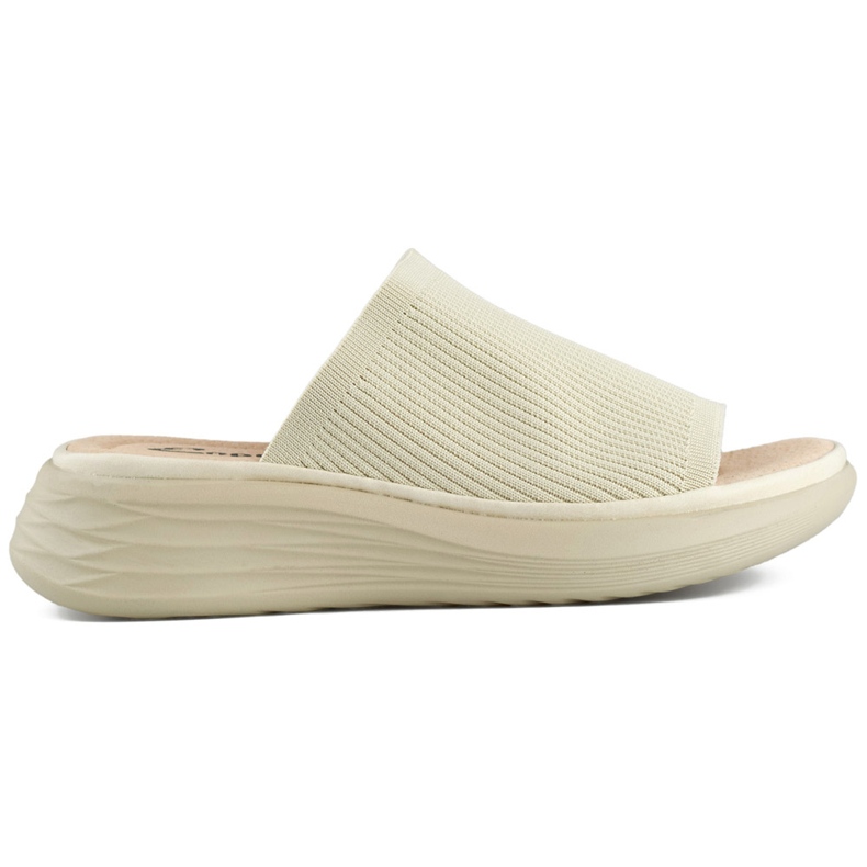 Beige soft women's flip-flops on a platform with a sock upper