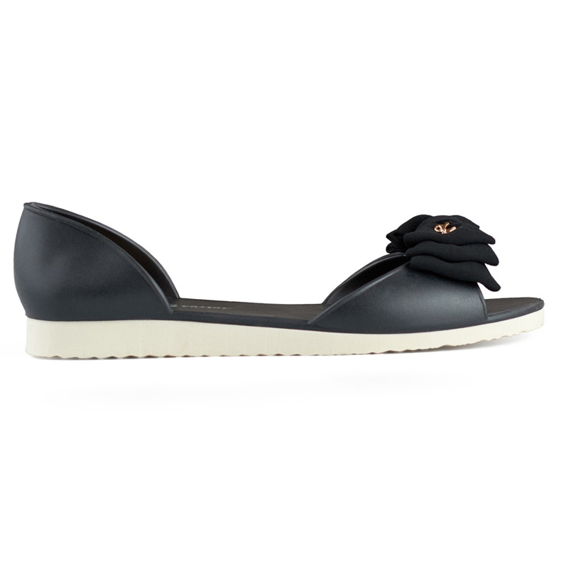 Light black open ballet flats with a bow