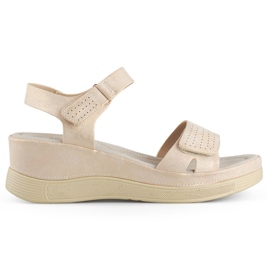 Beige women's sandals with Velcro adjustment Beige women's sandals with Velcro adjustment